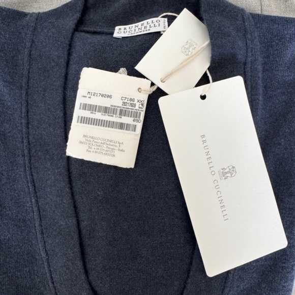 Brunello Cucinelli Cashmere cardigan with monili Size XXS Navy - Picture 14 of 14
